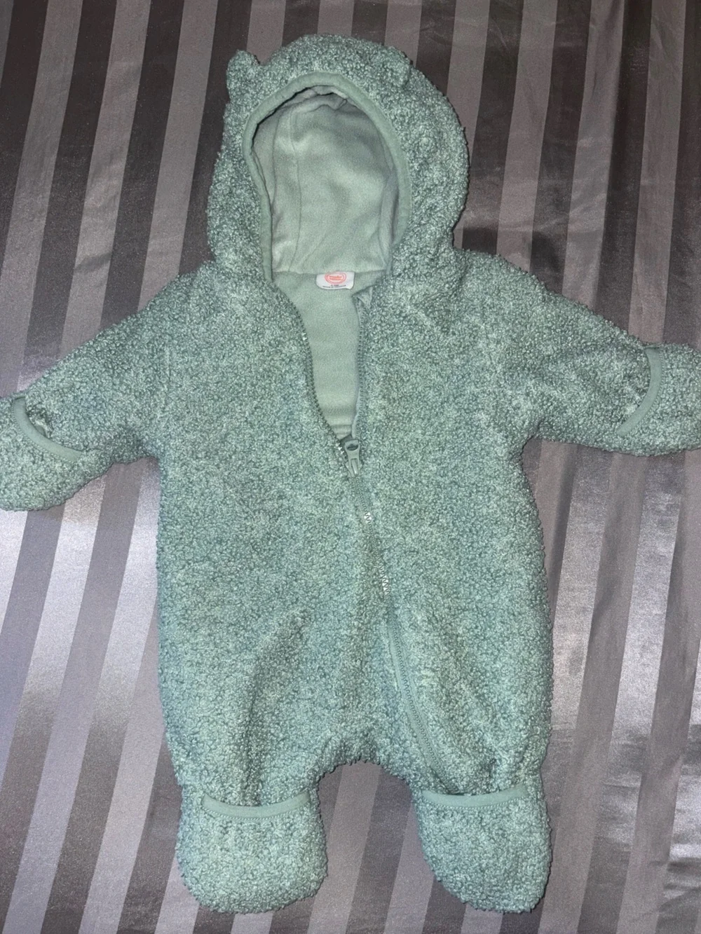 Cozy Mint Green Teddy One-Piece with Hood